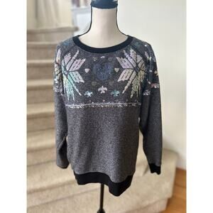 Pink VS Grey Iridescent Fair Isle Snowflake Christmas Holiday Sweater